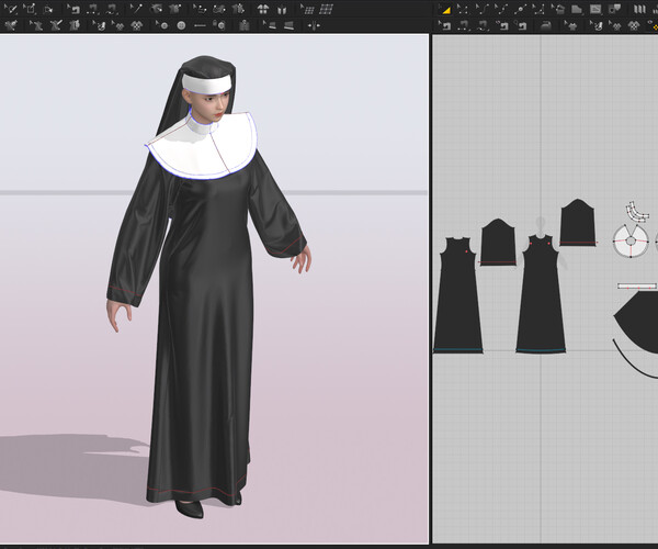 ArtStation - Nun suit Marvelous designer project 3D model girl female ...