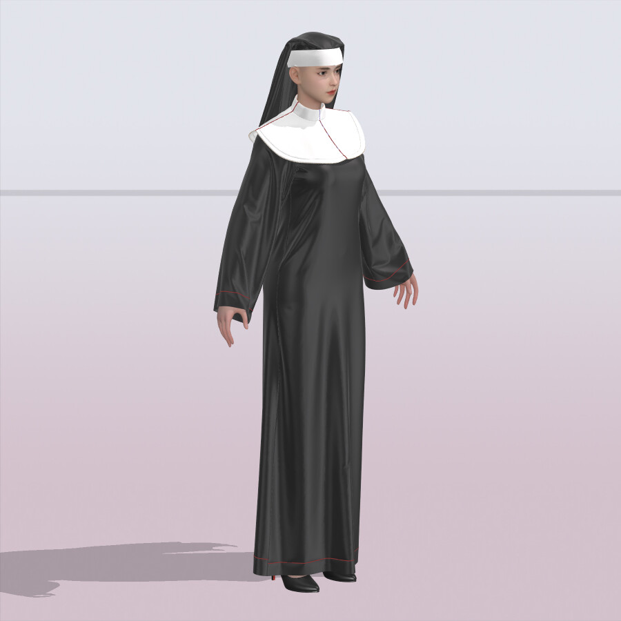 ArtStation - Nun suit Marvelous designer project 3D model girl female ...