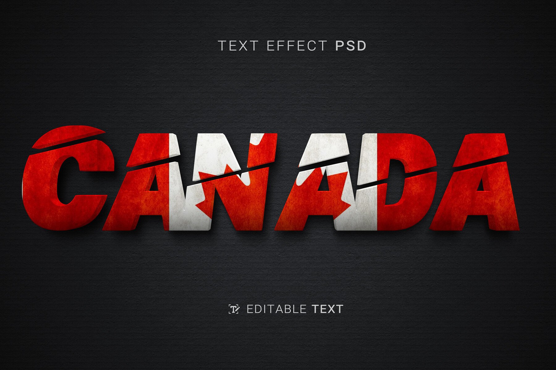 ArtStation - 3D Canada PSD fully editable text effect. Layer style PSD ...