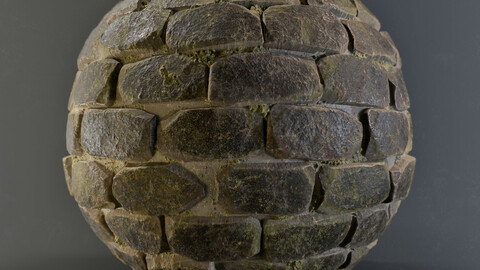 PBR - SHARP MOSSY ROCK WALL - 4K MATERIAL + SBS