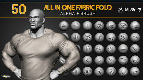 50 Fabric Fold - Tension & Wrincle Brush + Alpha + jpeg preview + Free Demo
