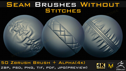 50 Seam Brushes Without Stitches (4k)+Alpha -Vol 04