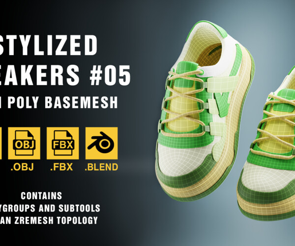 ArtStation - Stylized sneakers #05 basemesh (ZTL + OBJ + FBX