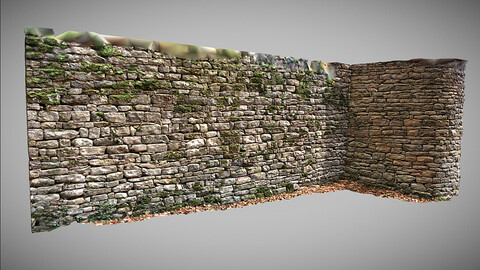 Old stone wall covered with moss