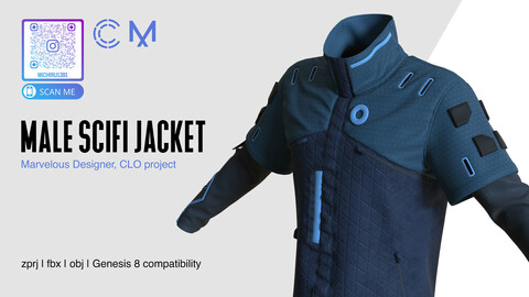 Male SciFi Jacket | Marvelous Designer | CLO3D project