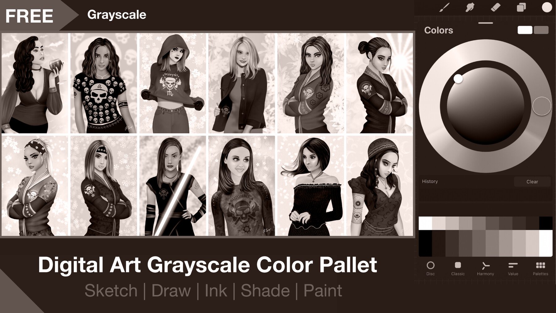 grayscale palette procreate free download