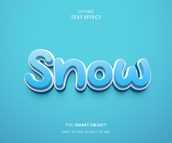 ArtStation - 3D Snow PSD fully editable text effect. Layer style PSD ...