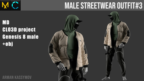 Male Streetwear Outfit Marvelous Designer Project | +.OBJ