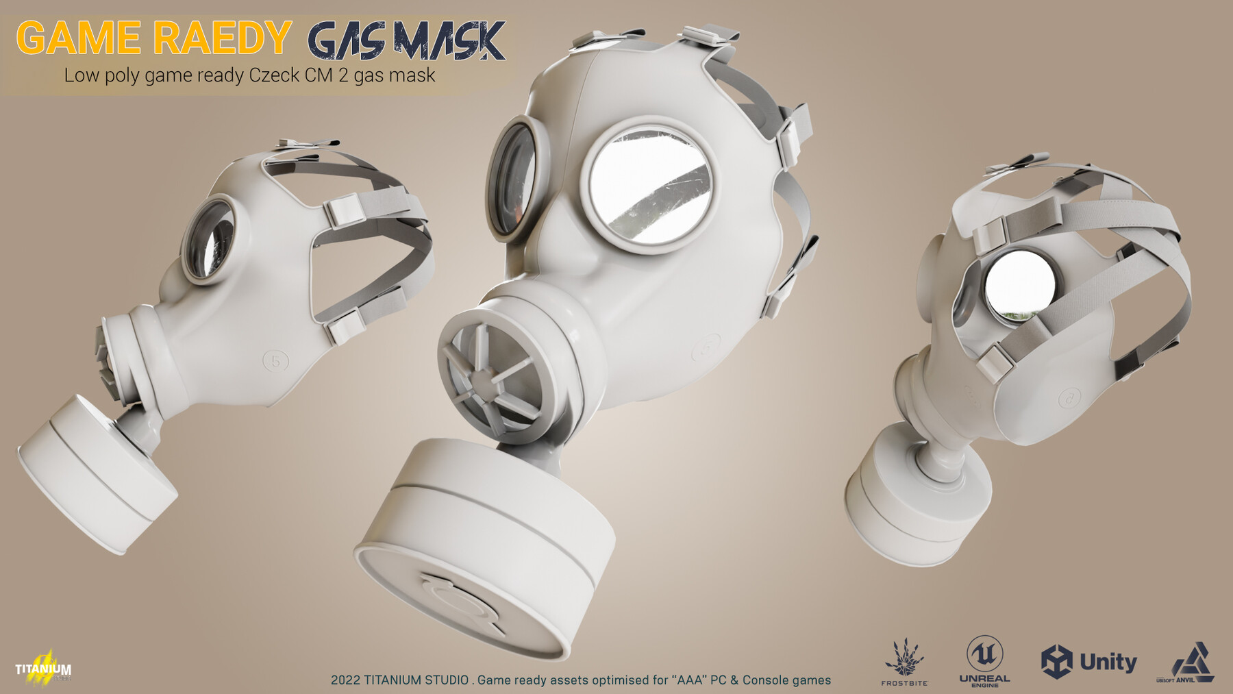 ArtStation Game Ready Low poly War Gas mask Game Assets