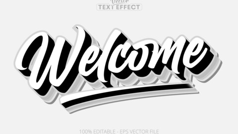 Minimalistic text effect, editable welcome text style