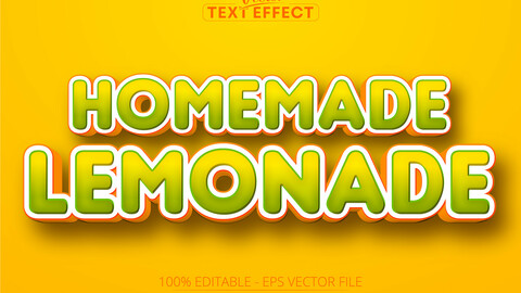 Homemade lemonade text effect, editable cartoon text style