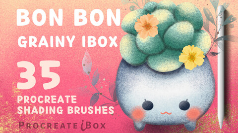 Procreate shading brushes | 35 Procreate texture and grain brushes | Bon Bon Grainy iBox Procreate brush set