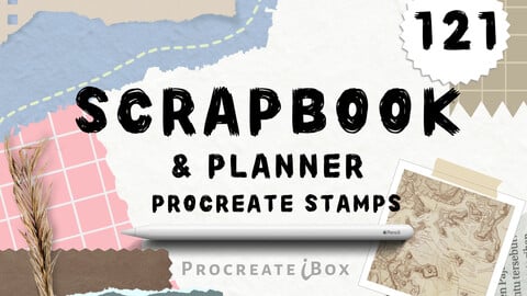 Procreate scrapbook brushes | Procreate planner stamps | Flower stamps | Alphabet stamps | Scrapbook stamps set