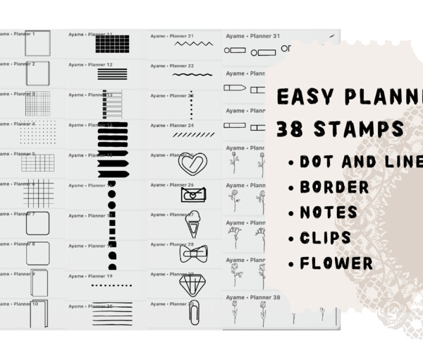 ArtStation - Procreate scrapbook brushes, Procreate planner stamps, Flower stamps, Alphabet stamps, Scrapbook stamps set