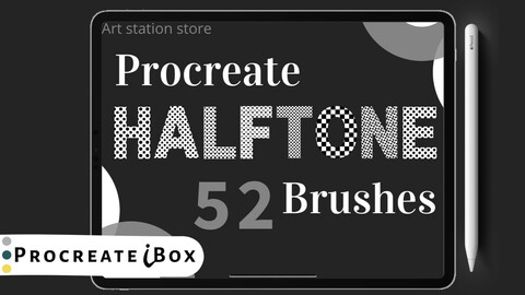 52 Procreate pattern halftone brushes | Procreate vintage shading brush | Procreate grid, dot and line brush | Manga brushes