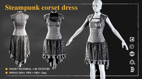 black steampunk corset dress