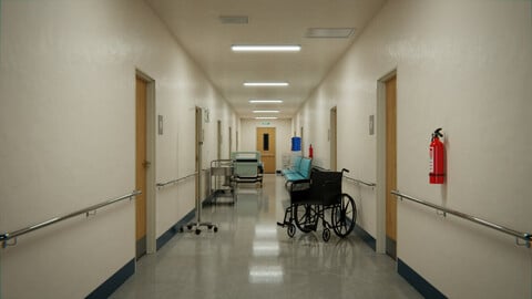 Hospital Corridor 3d Scene