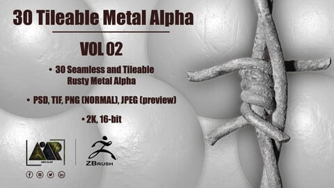 30 Metal Alphas (Seamless and Tileable - Vol 02)