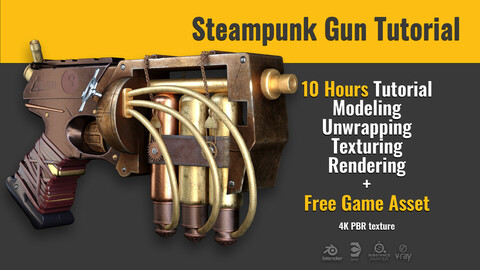 Steampunk Gun Tutorial + Free Game Asset