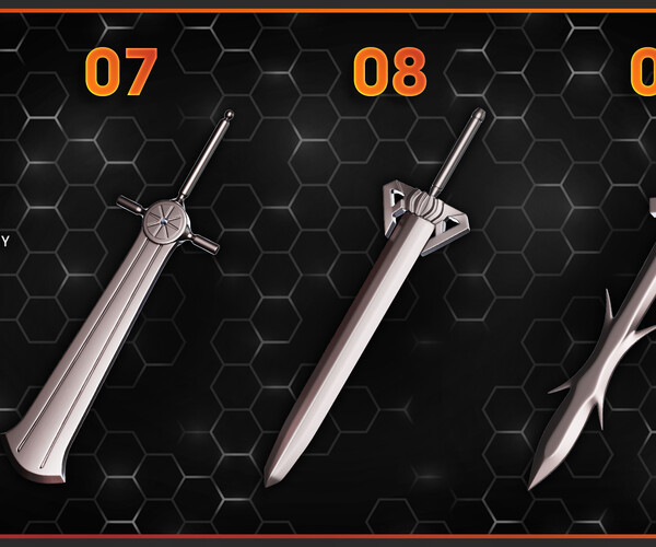 ArtStation 50 Sword Base Mesh Game Assets