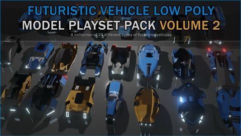 Futuristic Vehicle Low Poly Playset Pack Volume 2