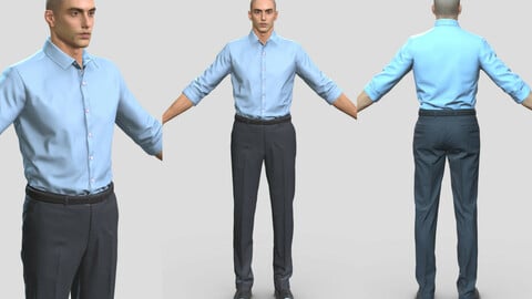 Business man in a Shirt Pants Game Assets low-poly model saleperson formal wear manager caucasian man suit male character man