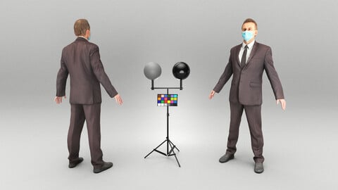 Man in suit and face mask in A-pose 378