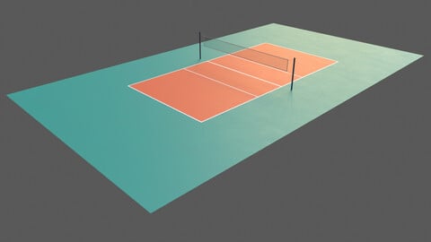 PBR Volleyball Court Floor and Net