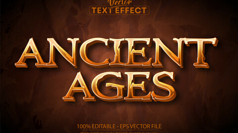 Ancient text effect, editable 3d medieval and battle text style