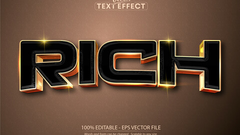 Editable text effect, luxury gold and black text style