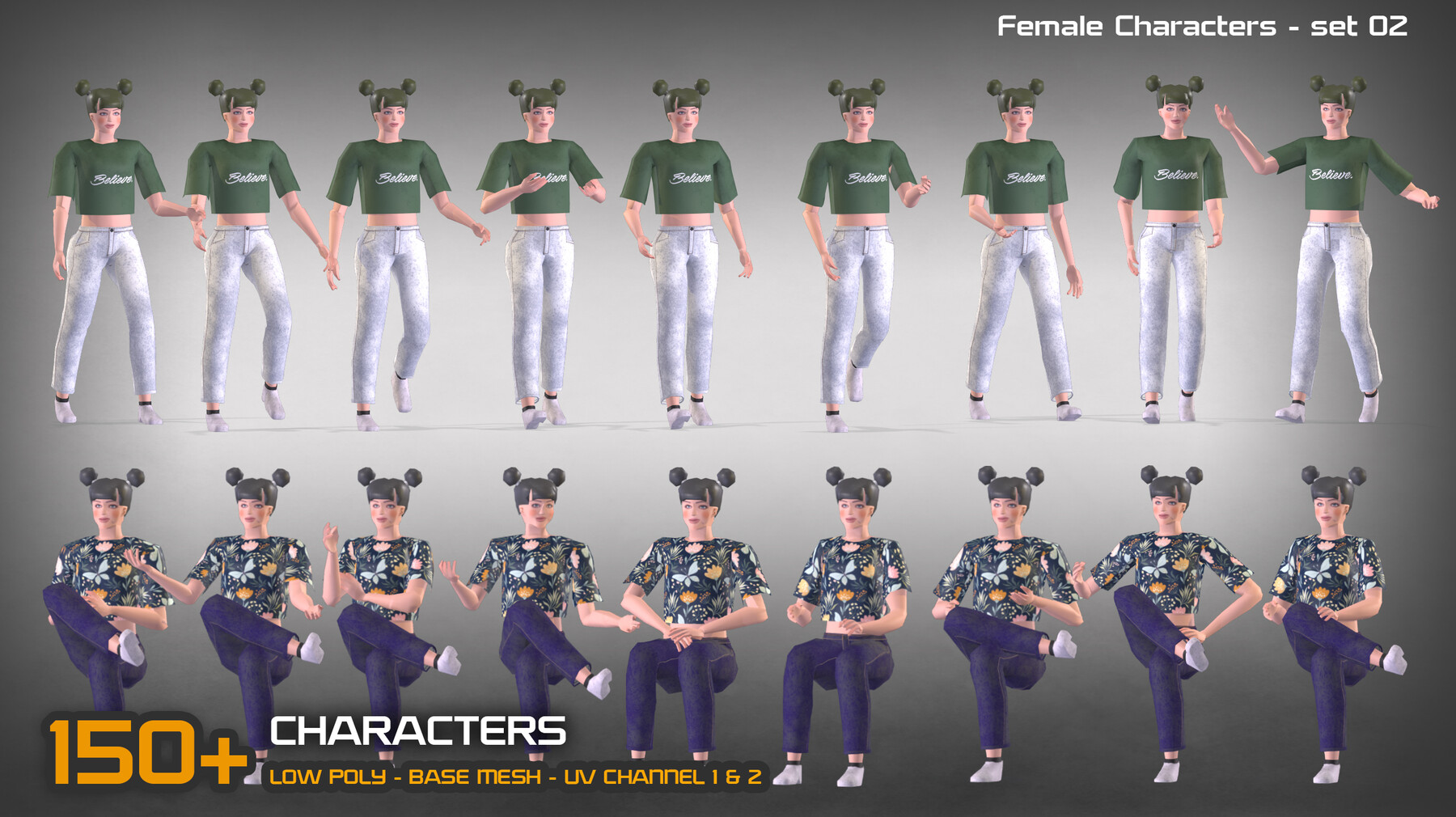 ArtStation - 150+ Female Characters -set 02 +PBR materials | Resources