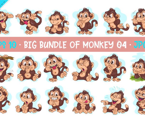 ArtStation - Big Bundle of Cartoon Monkeys 04. Crafting, Sublimation ...