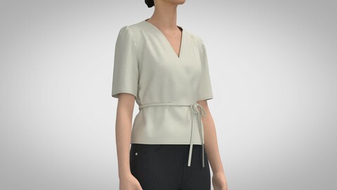 Wrap Blouse, Marvelous Designer, Clo +obj, fbx