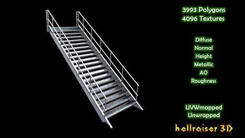 Metal Stairs - PBR - Textured