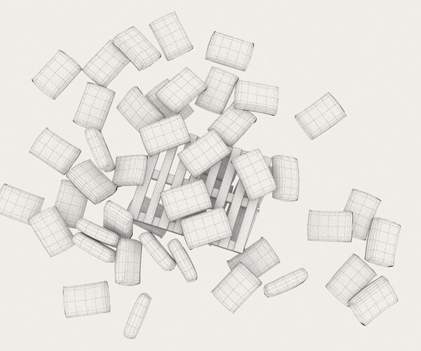 ArtStation concrete bags pallet pile 1 Game Assets