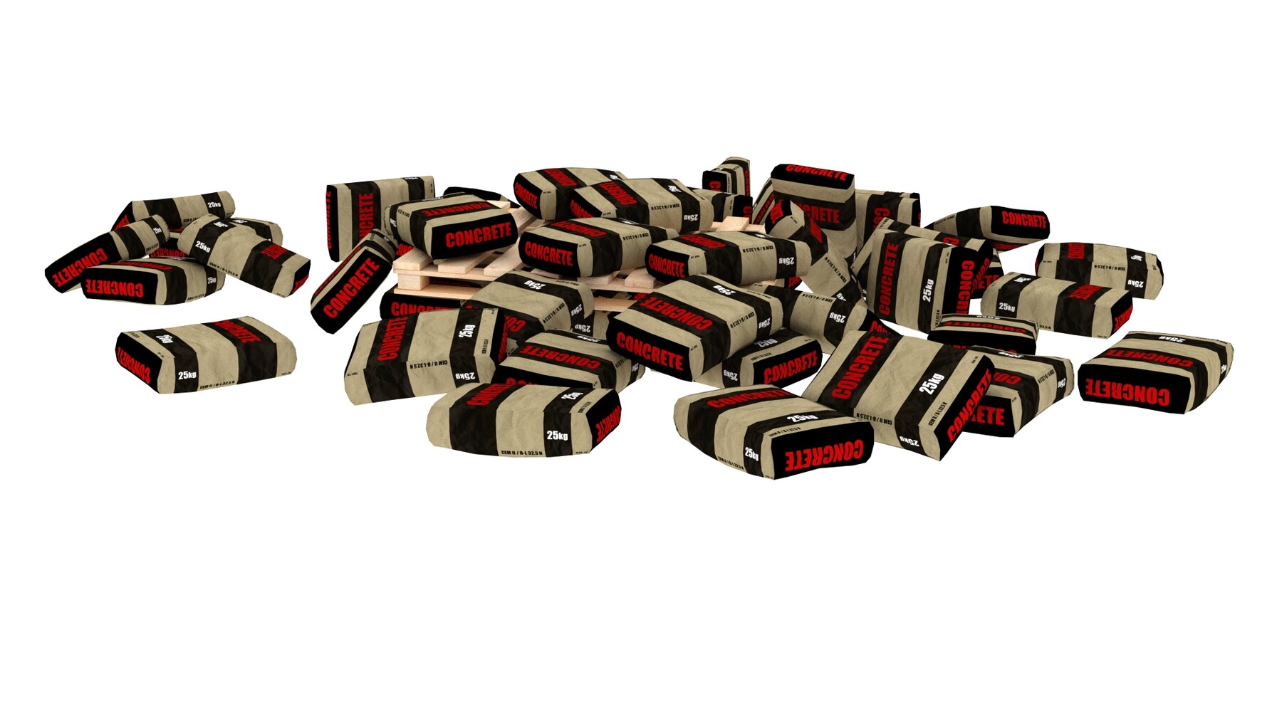 ArtStation concrete bags pallet pile 1 Game Assets