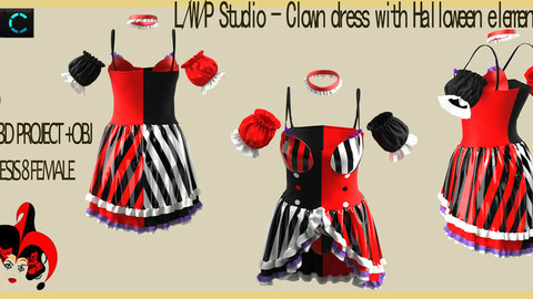 L/W/P Studio - Clown dress with Halloween elements