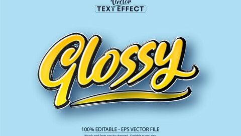 Glossy text effect, editable comic and cartoon text style