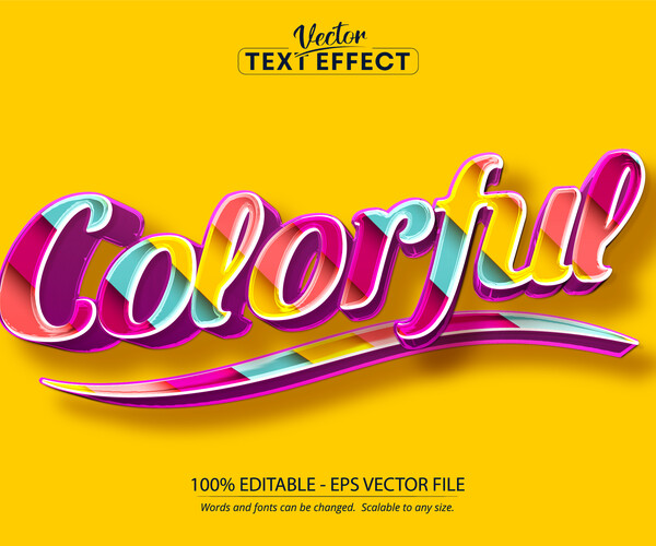 ArtStation - Colorful text effect, editable comic and cartoon text ...