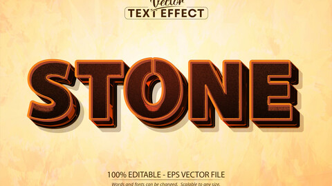 Stone text effect, editable 3d medieval and battle text style