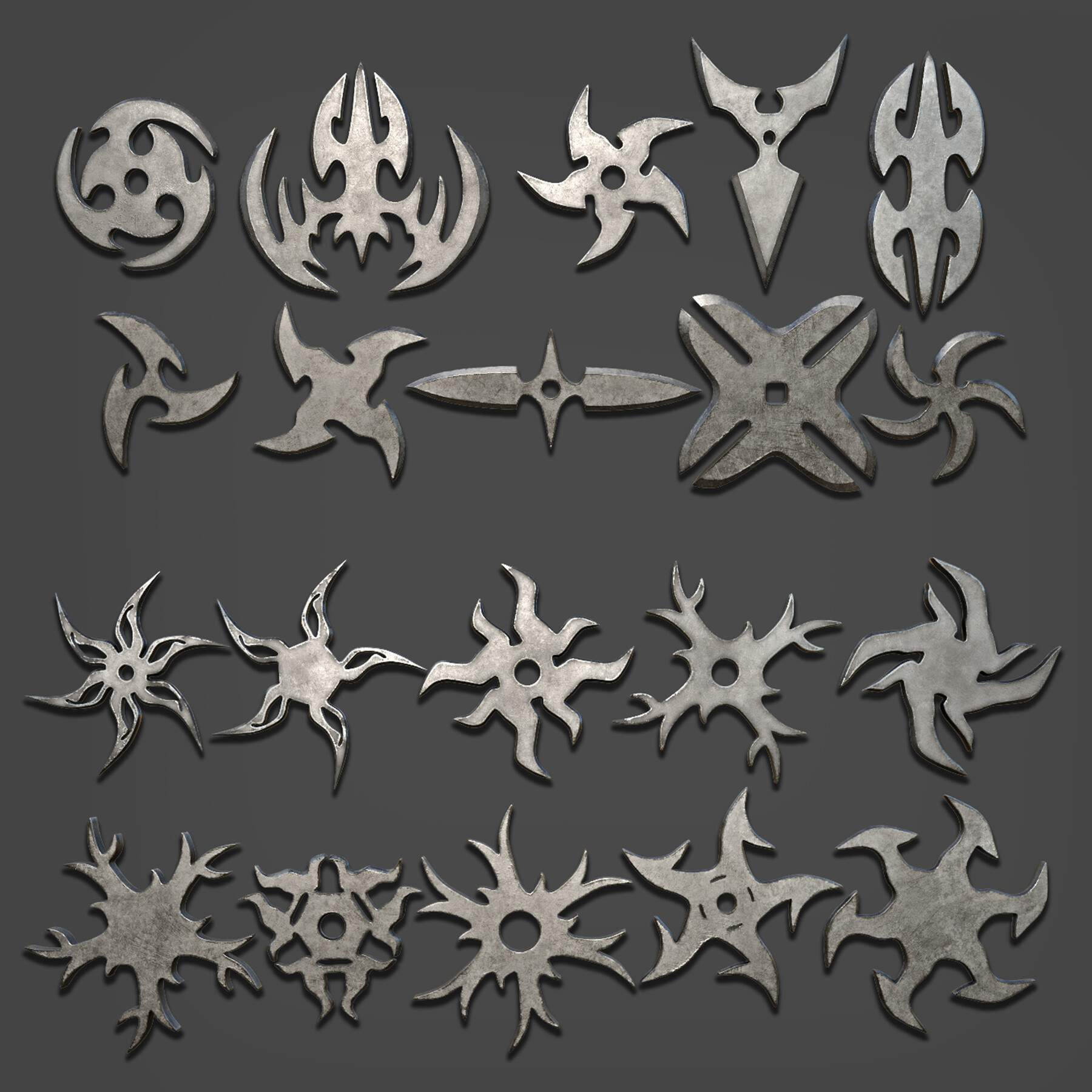 ArtStation - 100 Shuriken Models Lowpoly and Highpoly (with UV) , IMM ...