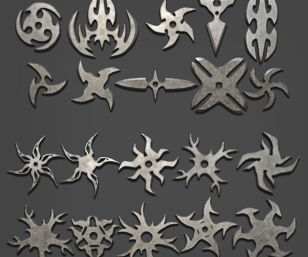 Artstation - 100 Shuriken Models Lowpoly And Highpoly (with Uv) , Imm 