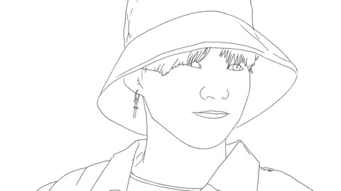 Mint Min Yoongi BTS lineart colouring