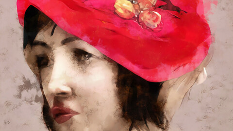 Lady in red hat
