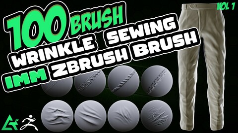 100 Fabric Brushes - Tension , Seam , Compression Folds , Stitches / Zbrush