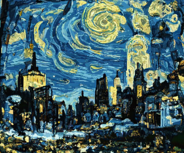 ArtStation - New York City - Strarry Night Van Gogh Style | Artworks