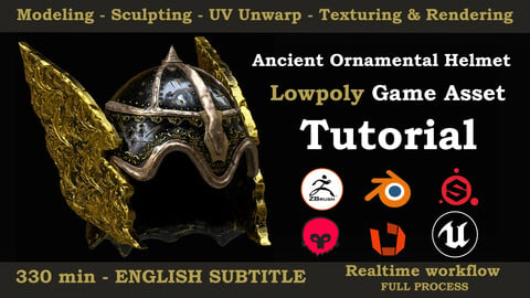 Ancient Helmet TUTORIAL - lowpoly game asset ( full process - FREE STUFF )