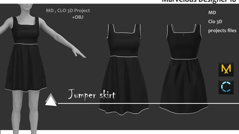 Black Jumper Skirt__Clo3d, Marvelous Designer_Fbx & Obj needed