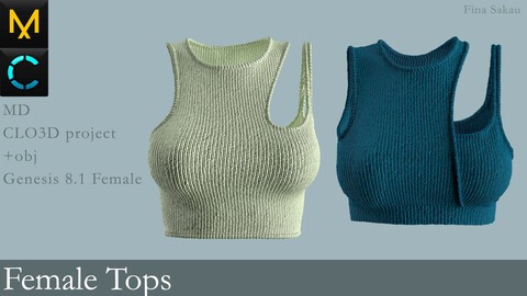 Female Tops #1. Marvelous Designer / Clo 3D project +obj