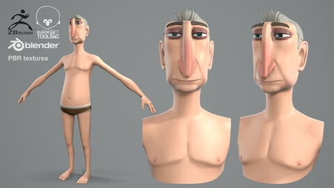 Cartoon male character Alfred base mesh